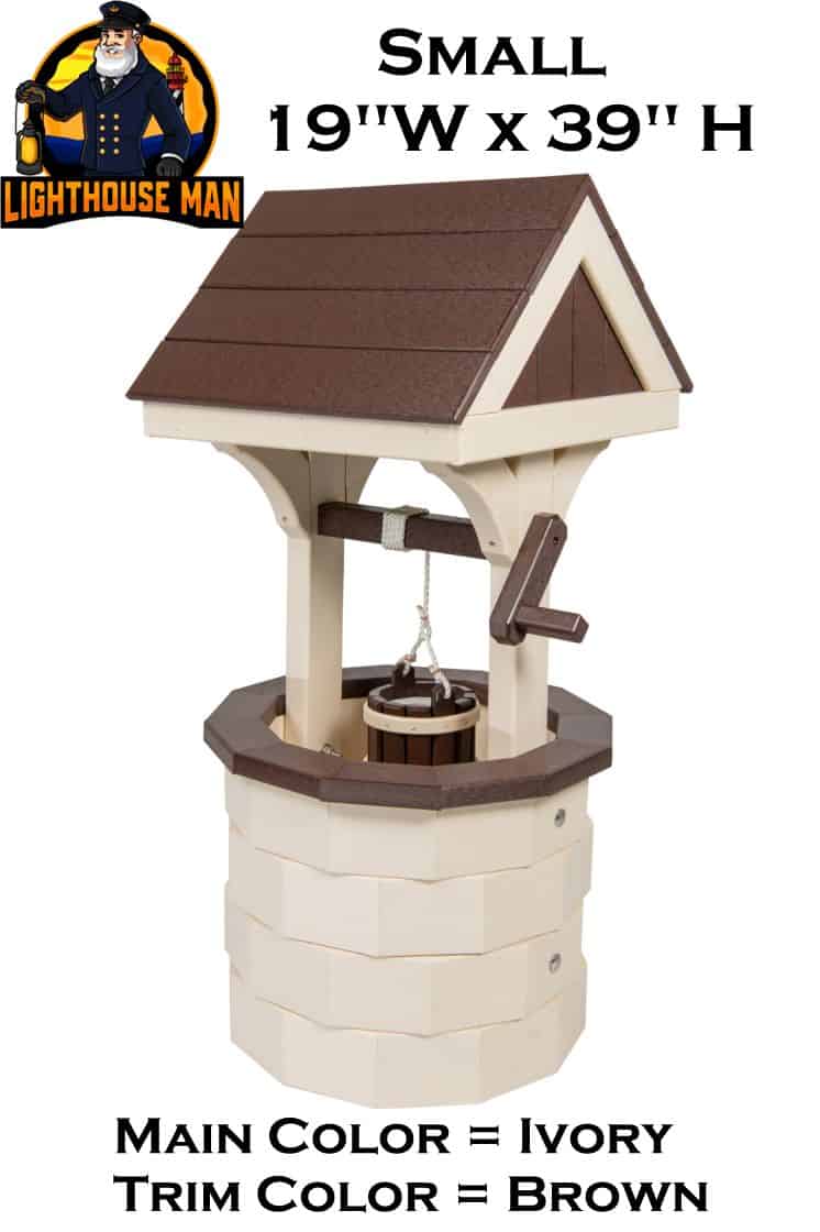 Polywood Wishing Well Small Ivory / Brown Trim