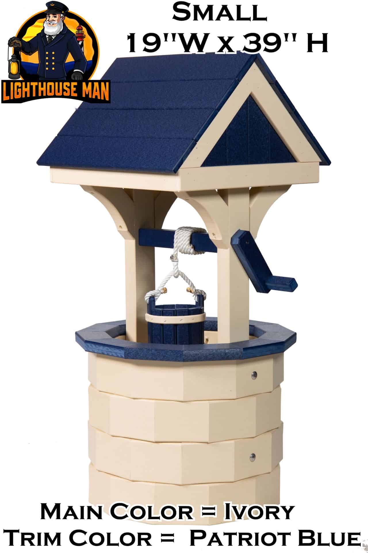 Poly Wishing Well Small Ivory / Patriot Blue Trim