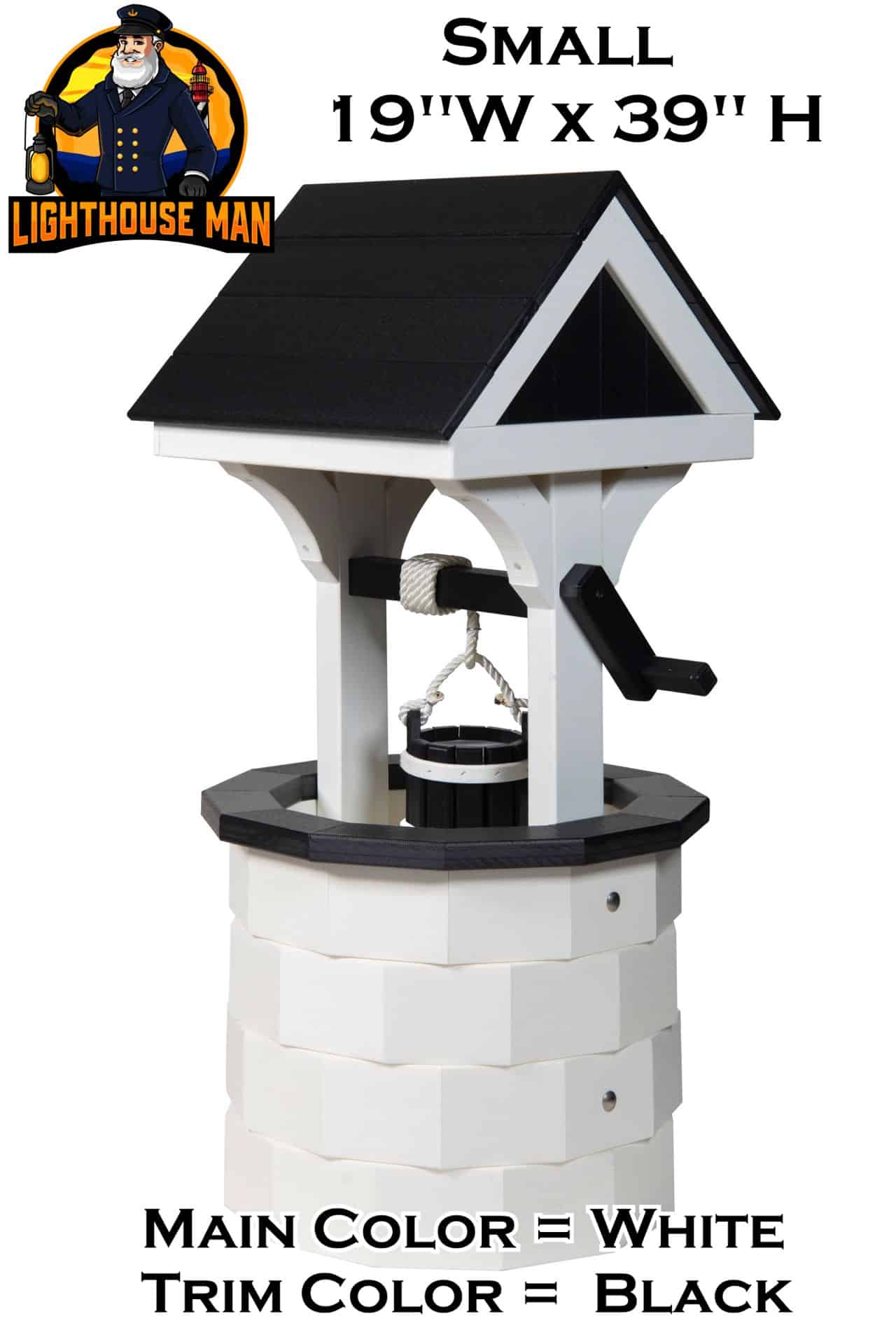 Polywood Wishing Well Small White / Black Trim