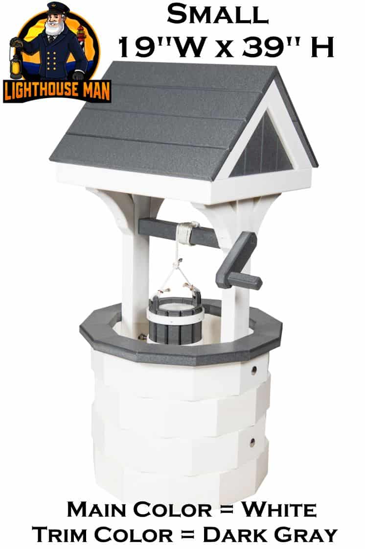 Polywood Wishing Well Small White / Dark Gray Trim
