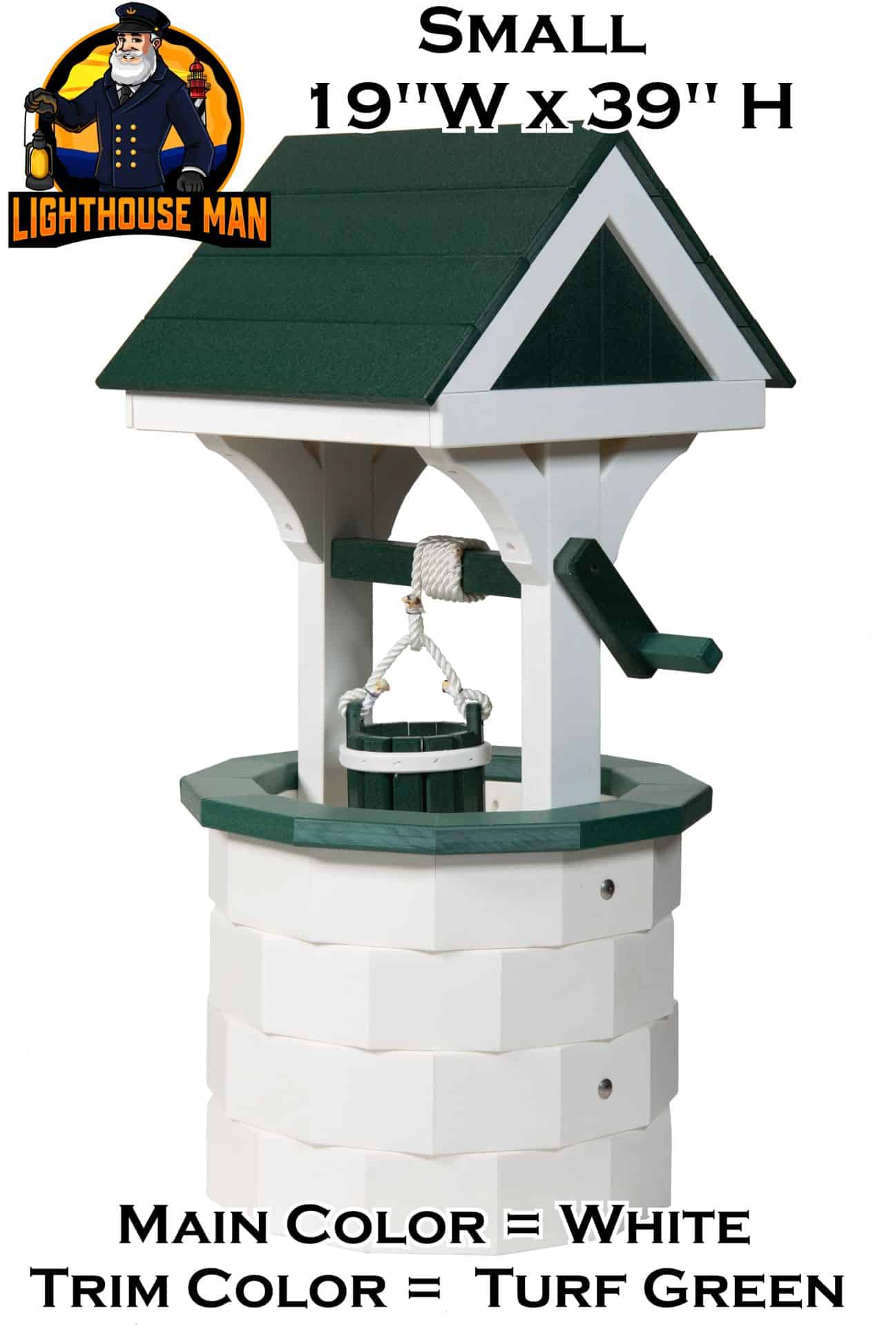 Polywood Wishing Well Small White / Turf Green Trim