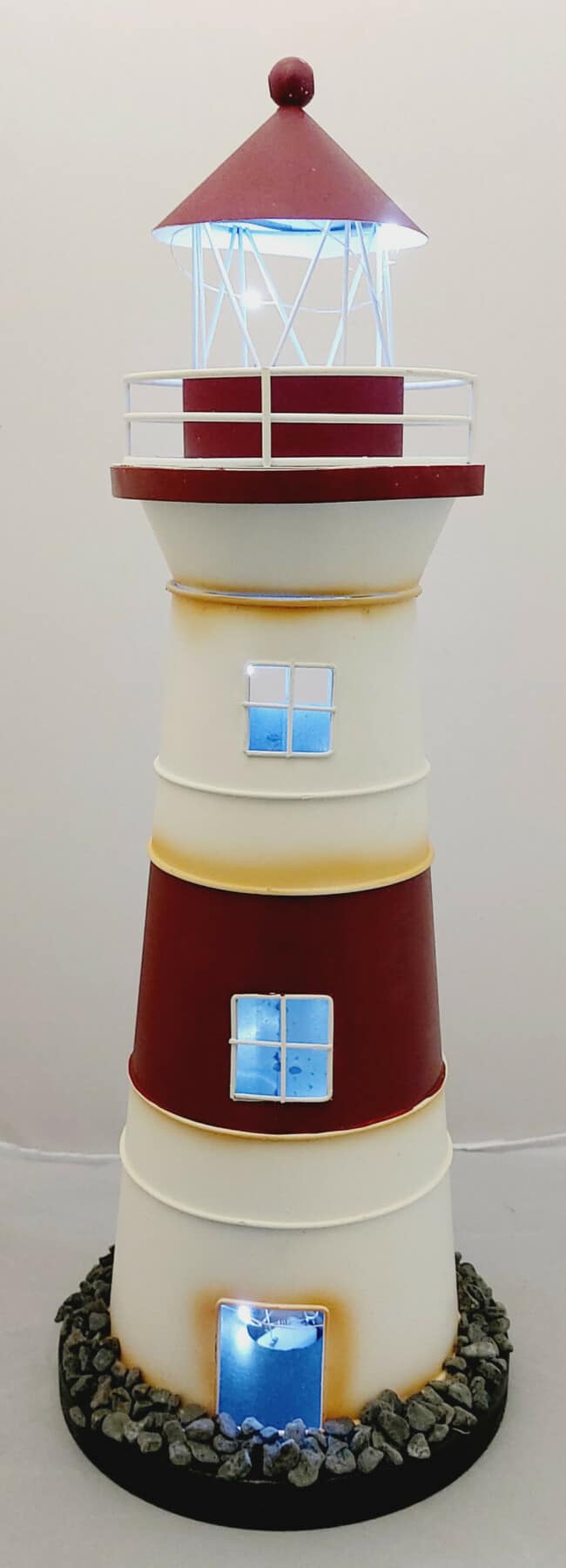 TL-400 20 Inch Tin Lighthouse Red Stripe