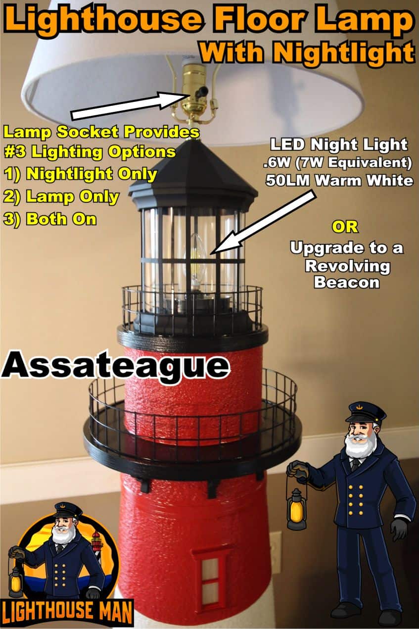 Assateague Lighthouse Floor Lamp Lighting Options