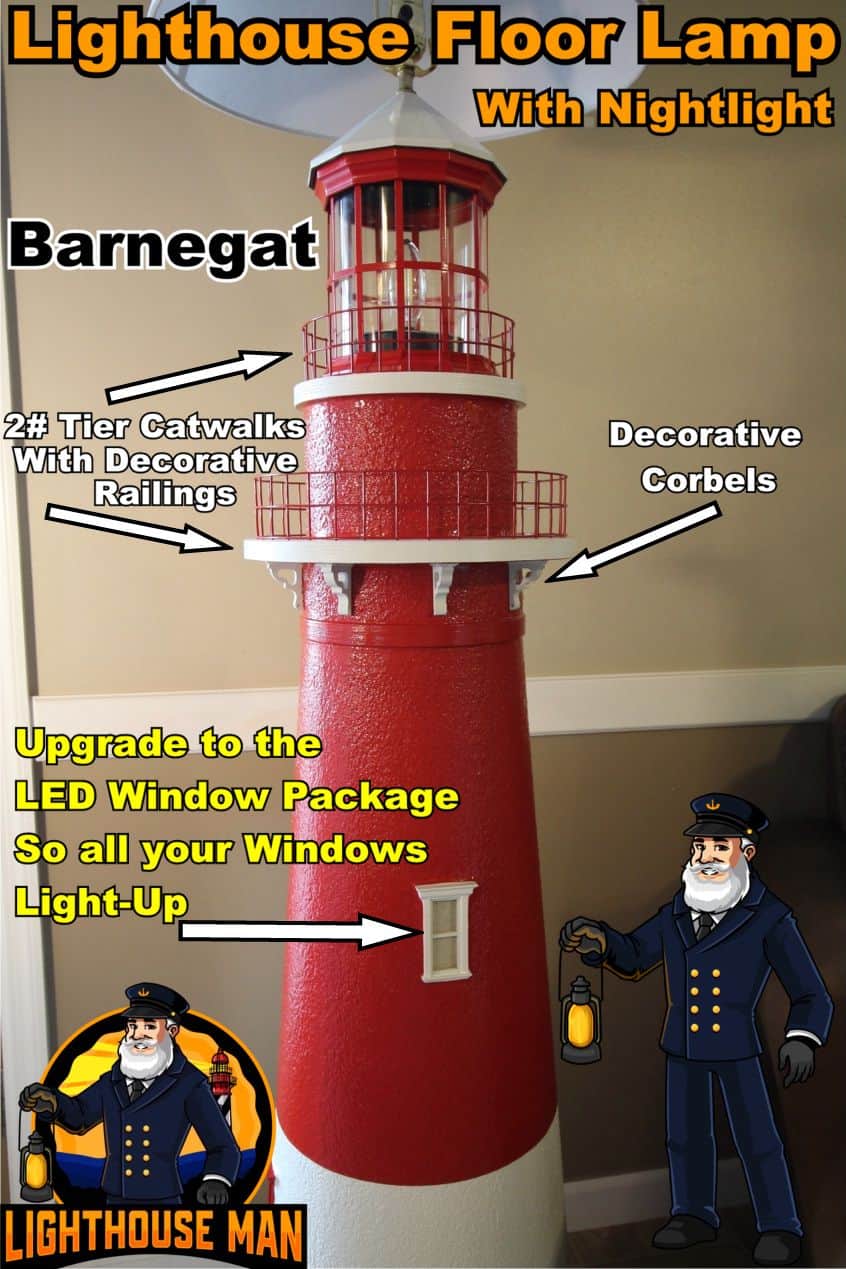 Barnegat Lighthouse Floor Lamp With LED Light-Up Windows
