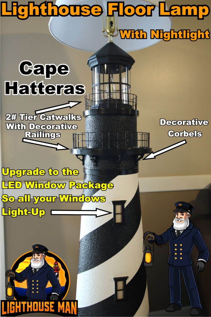 Cape Hatteras Floor Lamp With LED Light-Up Windows