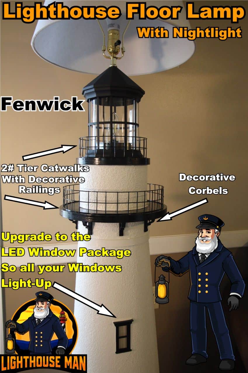 Fenwick Lighthouse Floor Lamp With LED Light-Up Windows