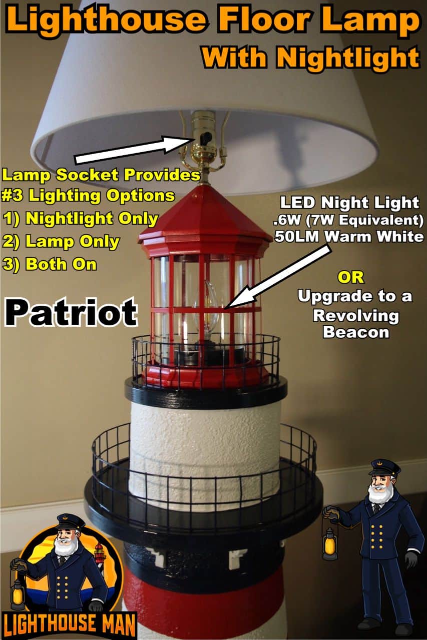 Patriot Lighthouse Floor Lamp Lighting Options