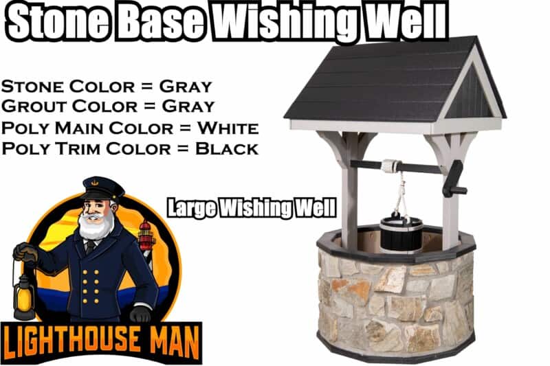White and Black Large Stone Wishing Well