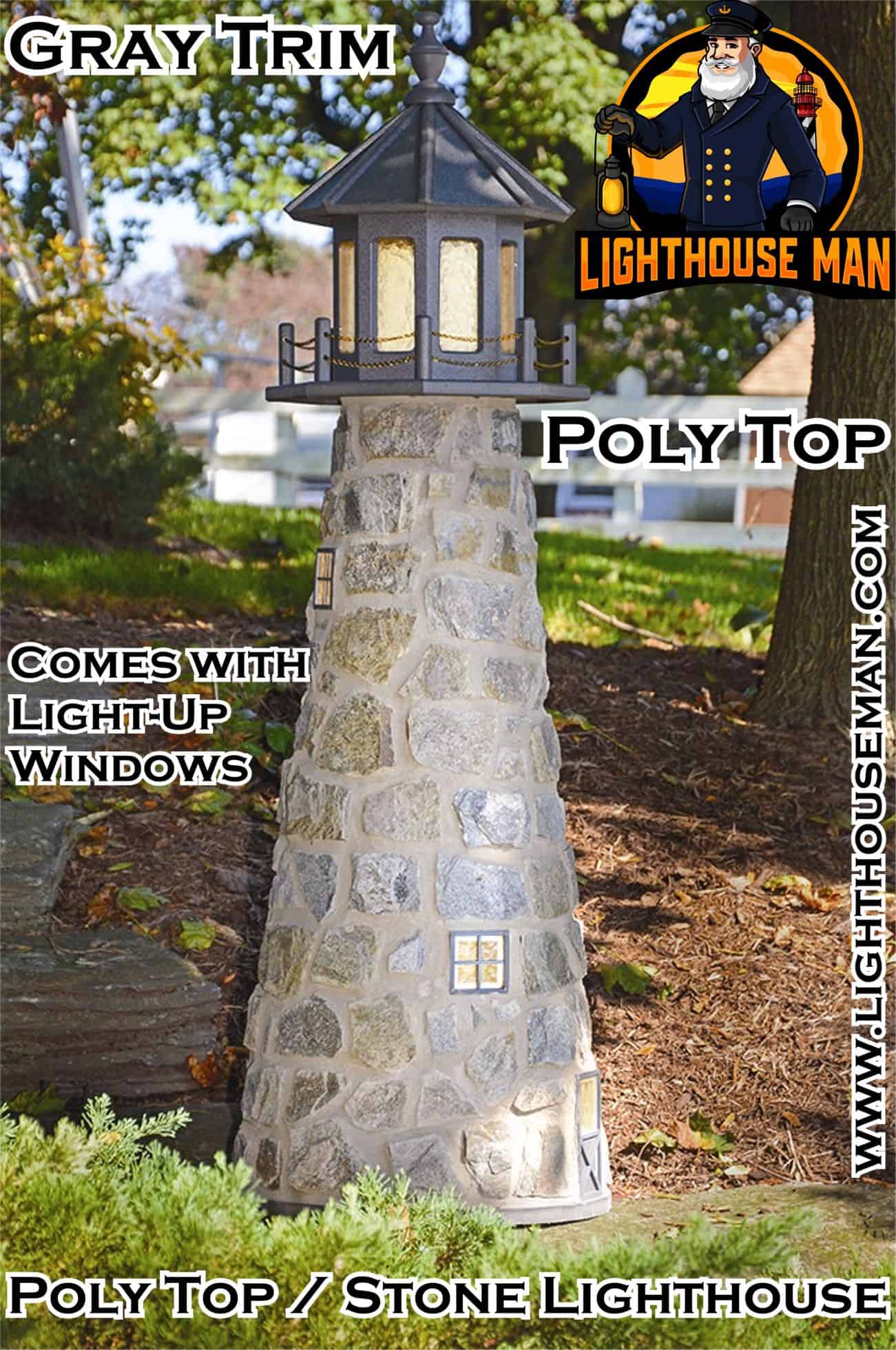 Stone Lighthouse Yard Ornament