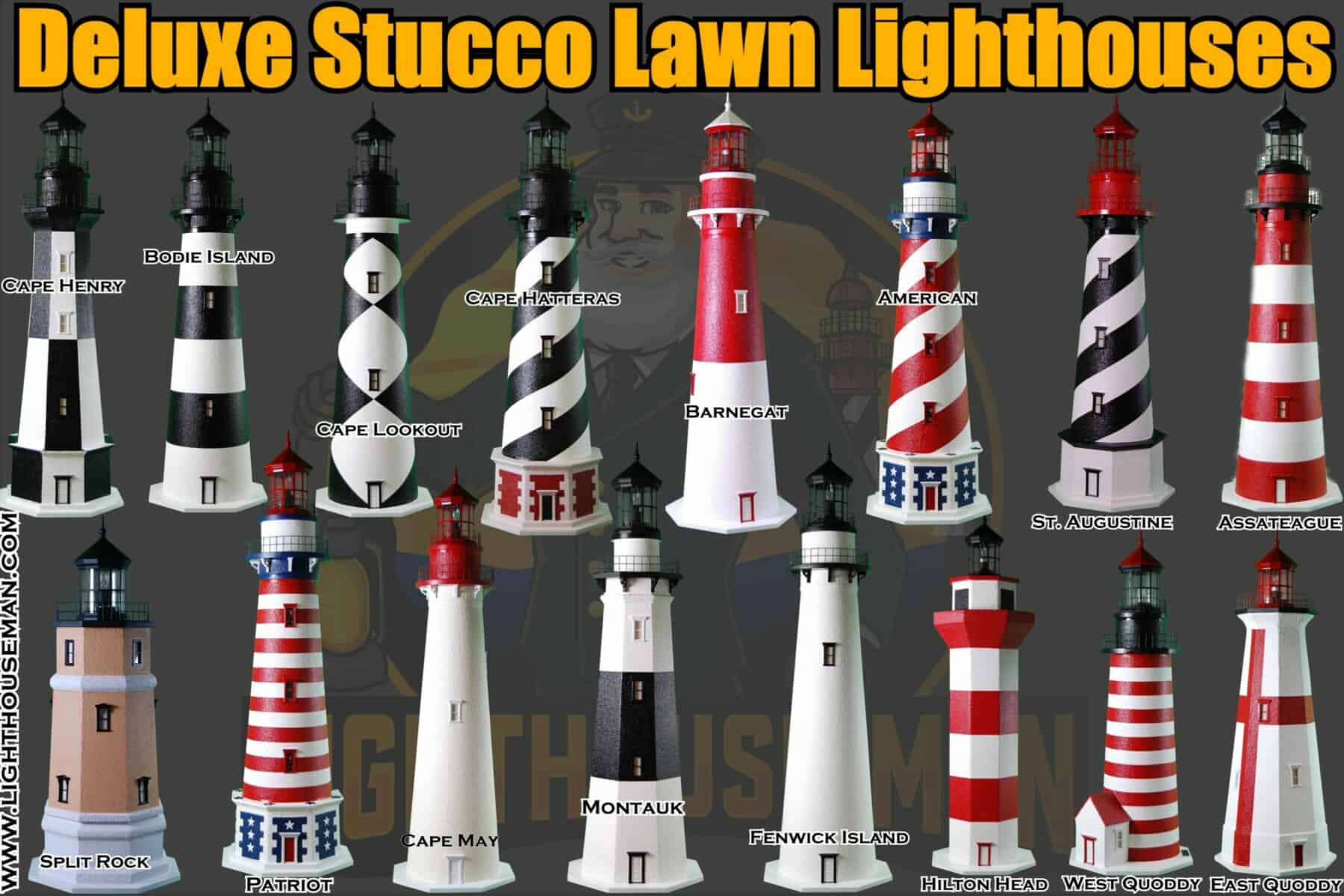 Deluxe Stucco Lawn Lighthouses