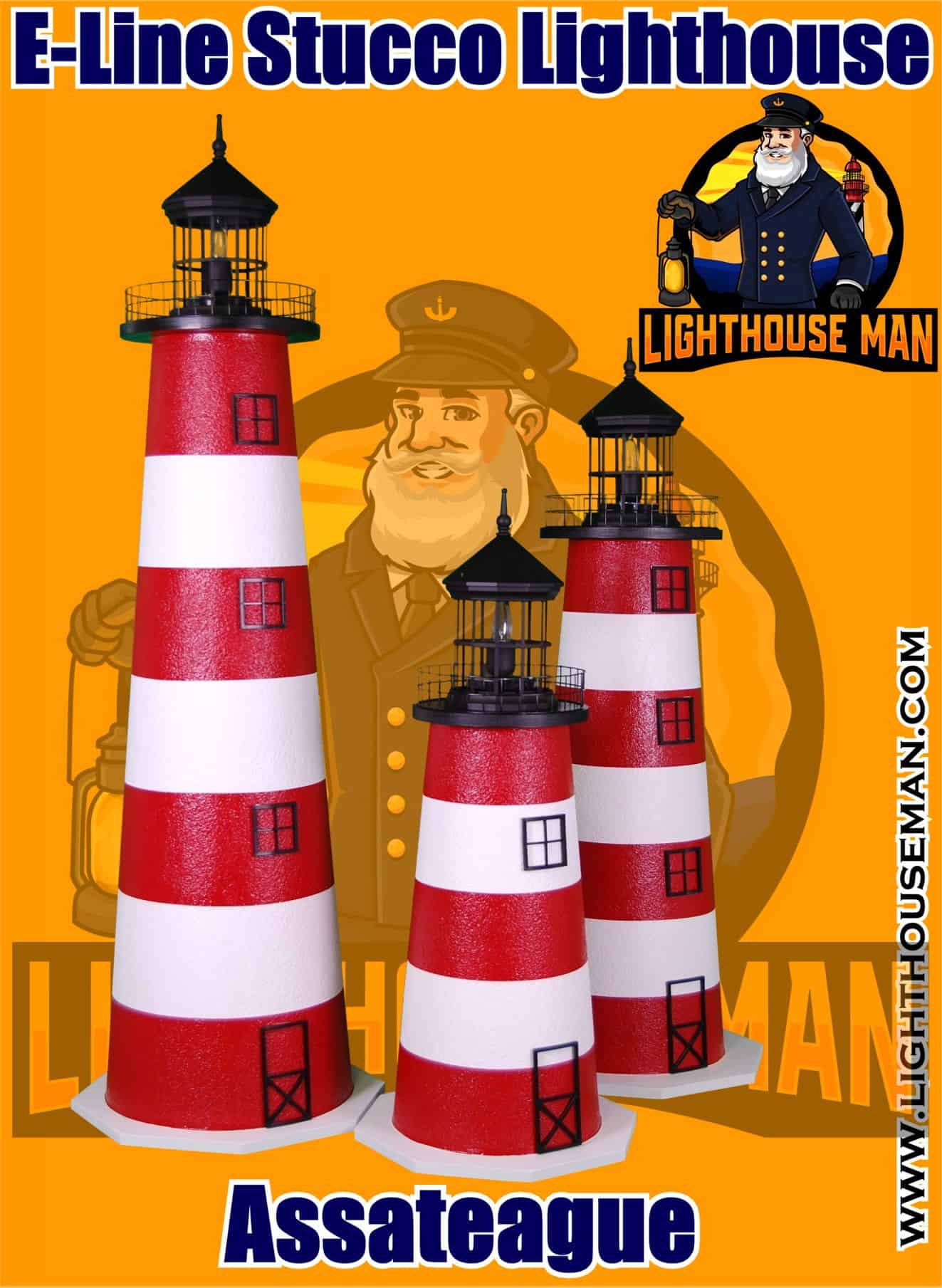 Assateague 4' E-line Stucco Garden Lighthouses