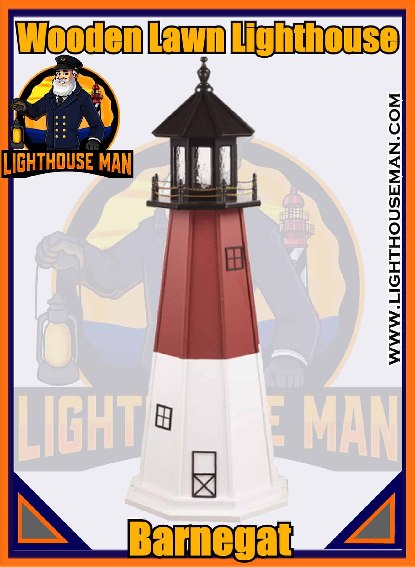 Barnegat Amish Wooden 4' Lawn Lighthouse