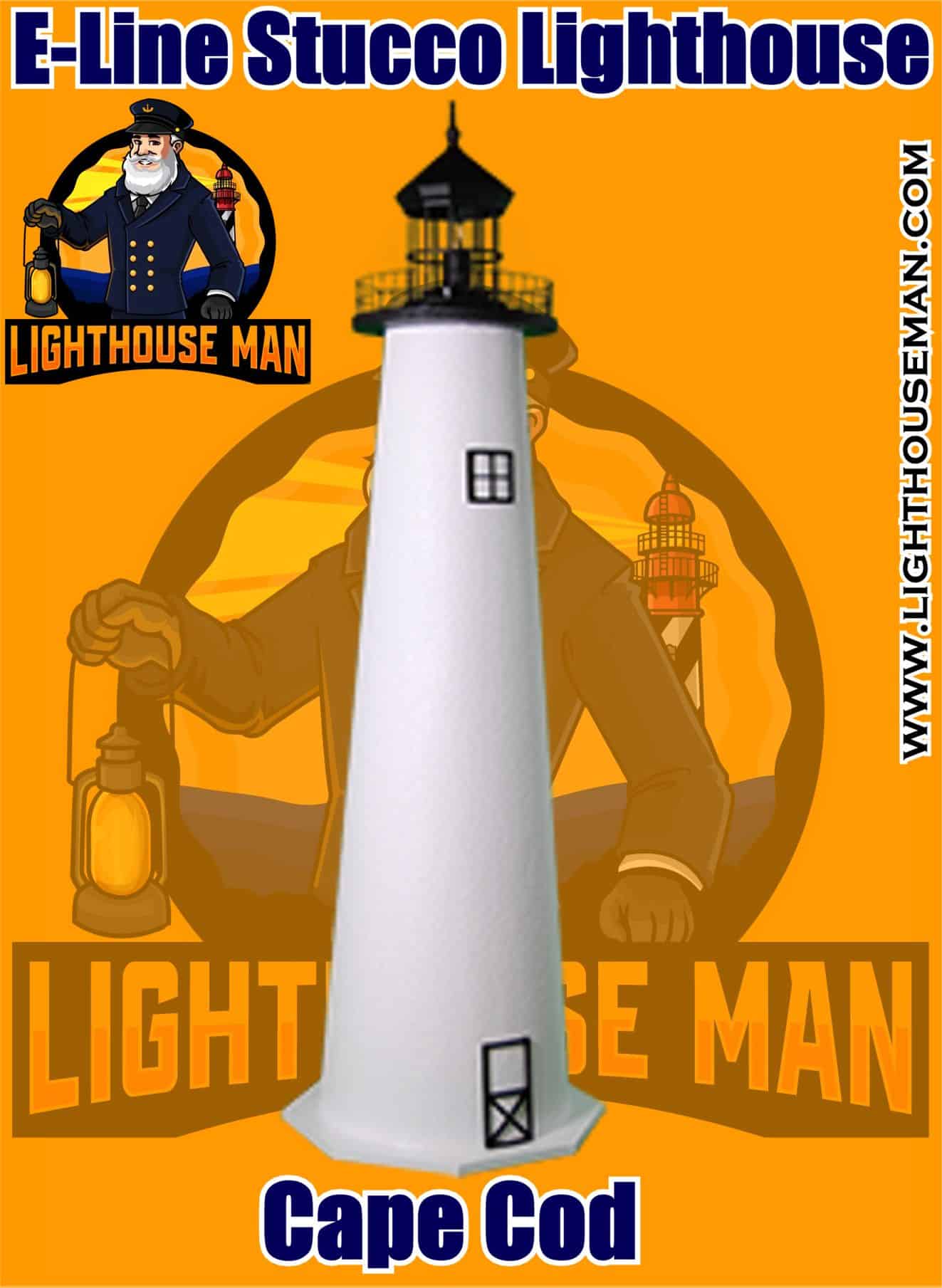 Cape Cod E-line Stucco Lawn Lighthouse