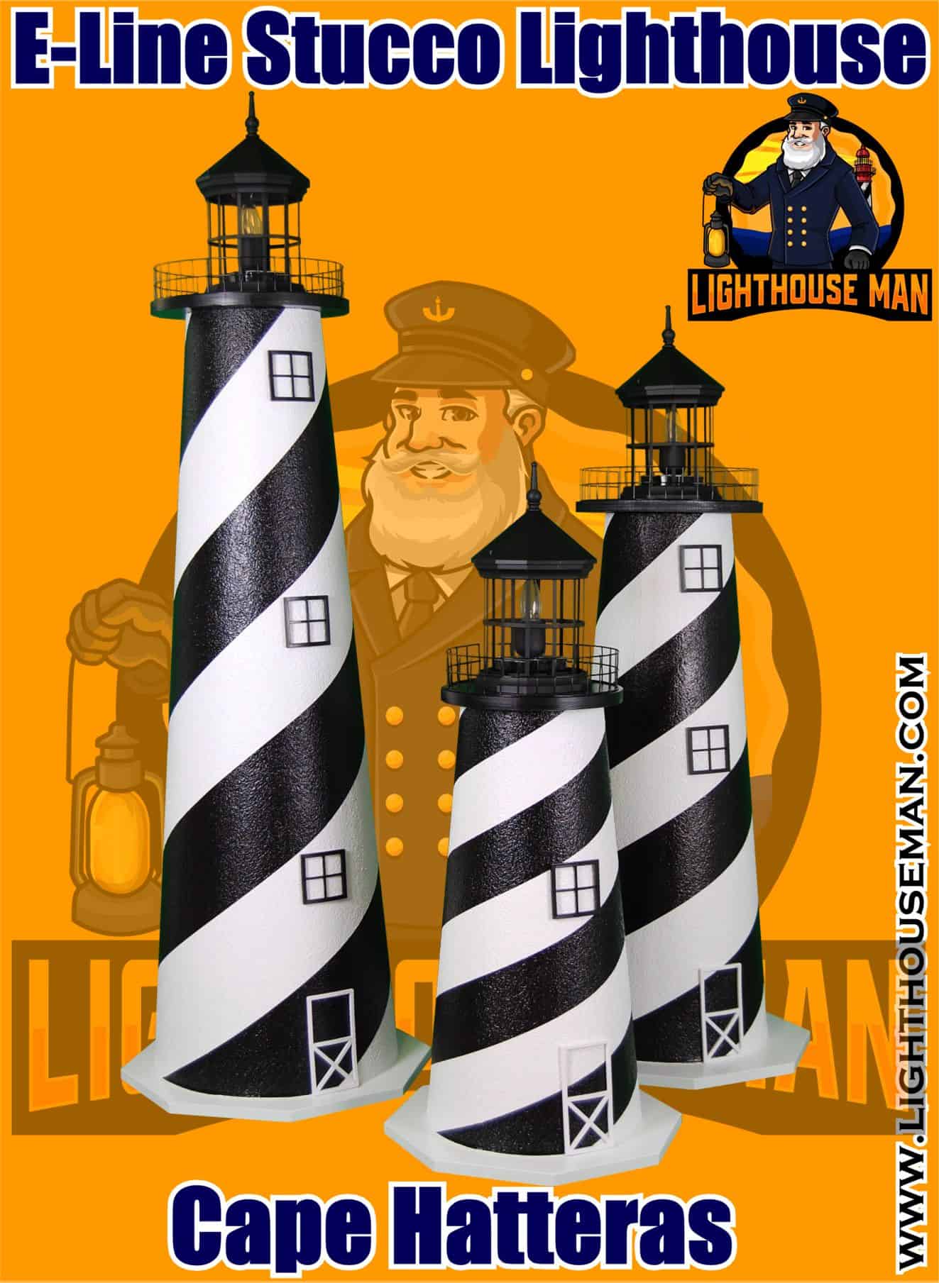 Cape Hatteras 4' E-line Stucco Yard Lighthouse