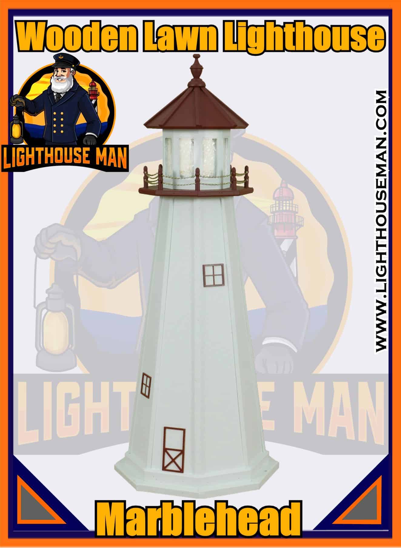 Marblehead Wooden Lawn Lighthouse Well Head Cover