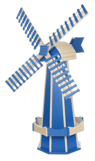 Bright Blue and Ivory Poly Windmill Lawn Ornament NB