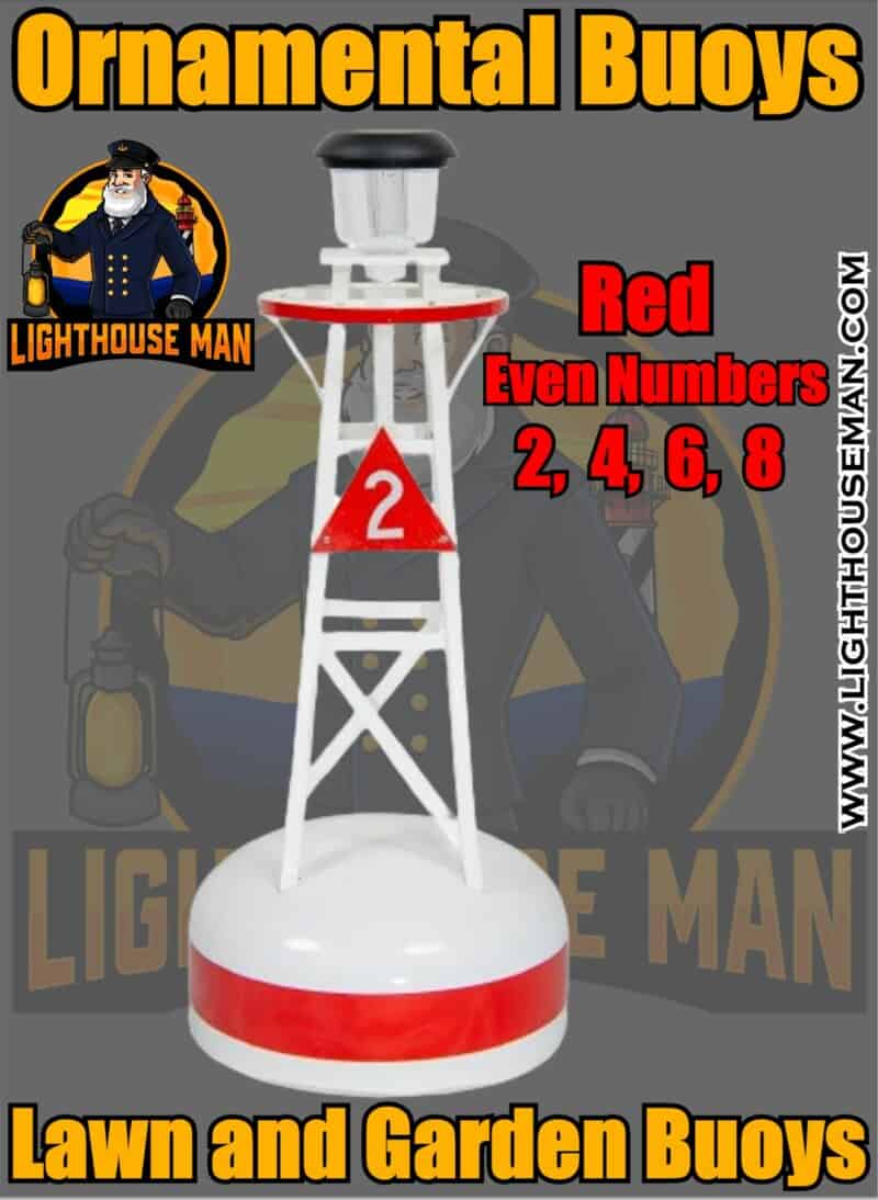 Lawn and Garden Ornamental Buoys Red Even Numbers