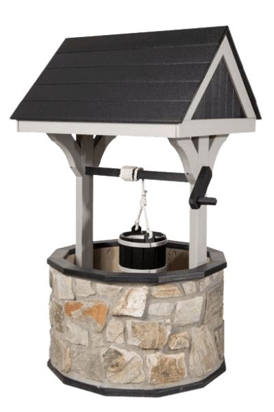 Light Gray Black Stone Base Wishing Well