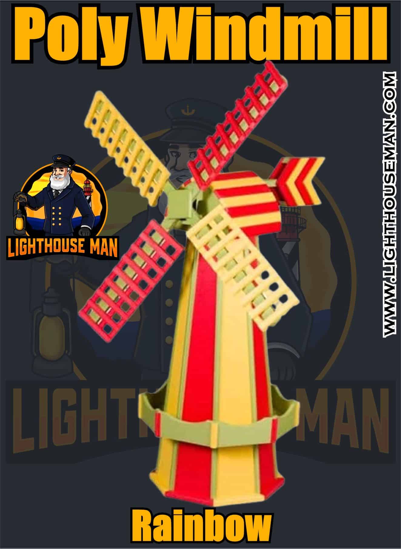 Rainbow Poly Windmill Yard Ornament