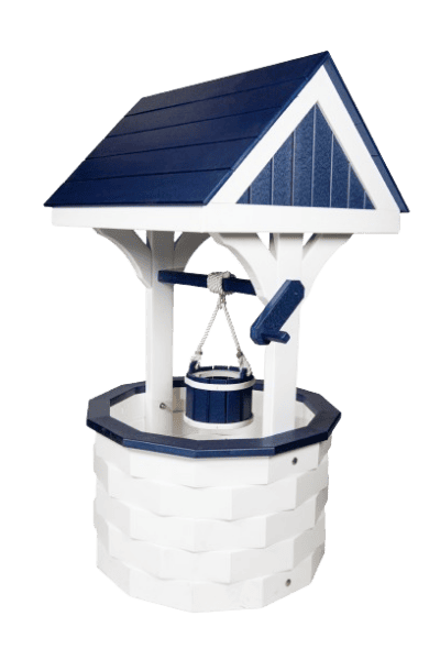Wishing Wells for Weddings and Bridal Showers White and Patriot Blue 