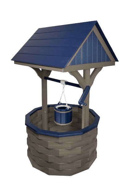 Jumbo Coastal Gray and Patriot Blue Lawn Wishing Well