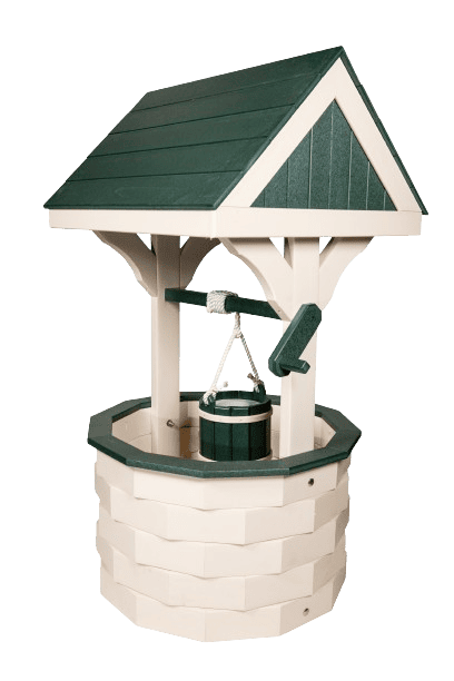 Ivory and Turf Green Lawn Wishing Well for Garden Decor