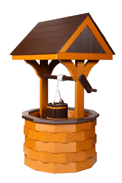 Cedar and Brown Poly Lawn Wishing Well for Garden Decor