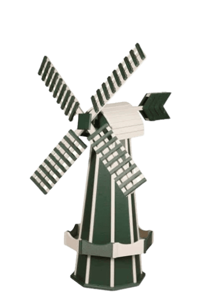 Turf Green and White Poly Windmill Lawn Ornament