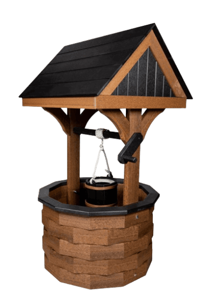 Wishing Wells for Weddings and Bridal Showers Mahogany with black Trim