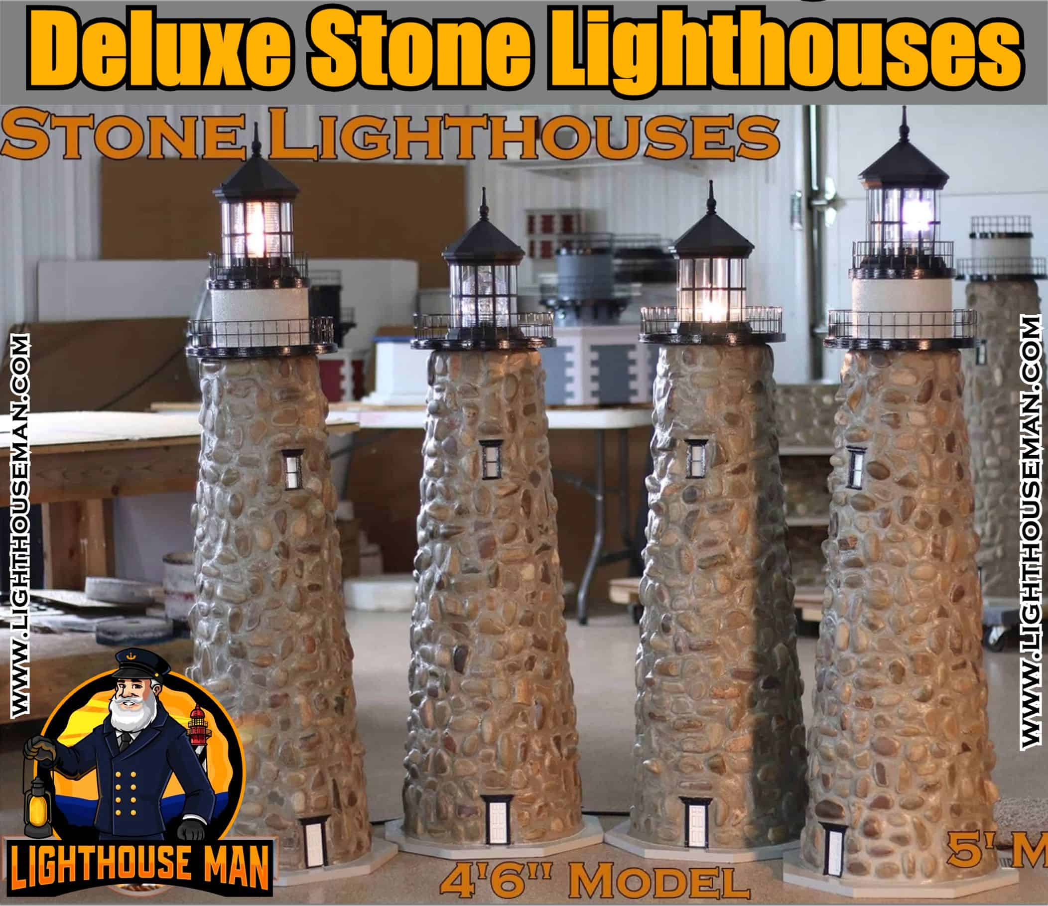 Deluxe Stone Lawn Lighthouses