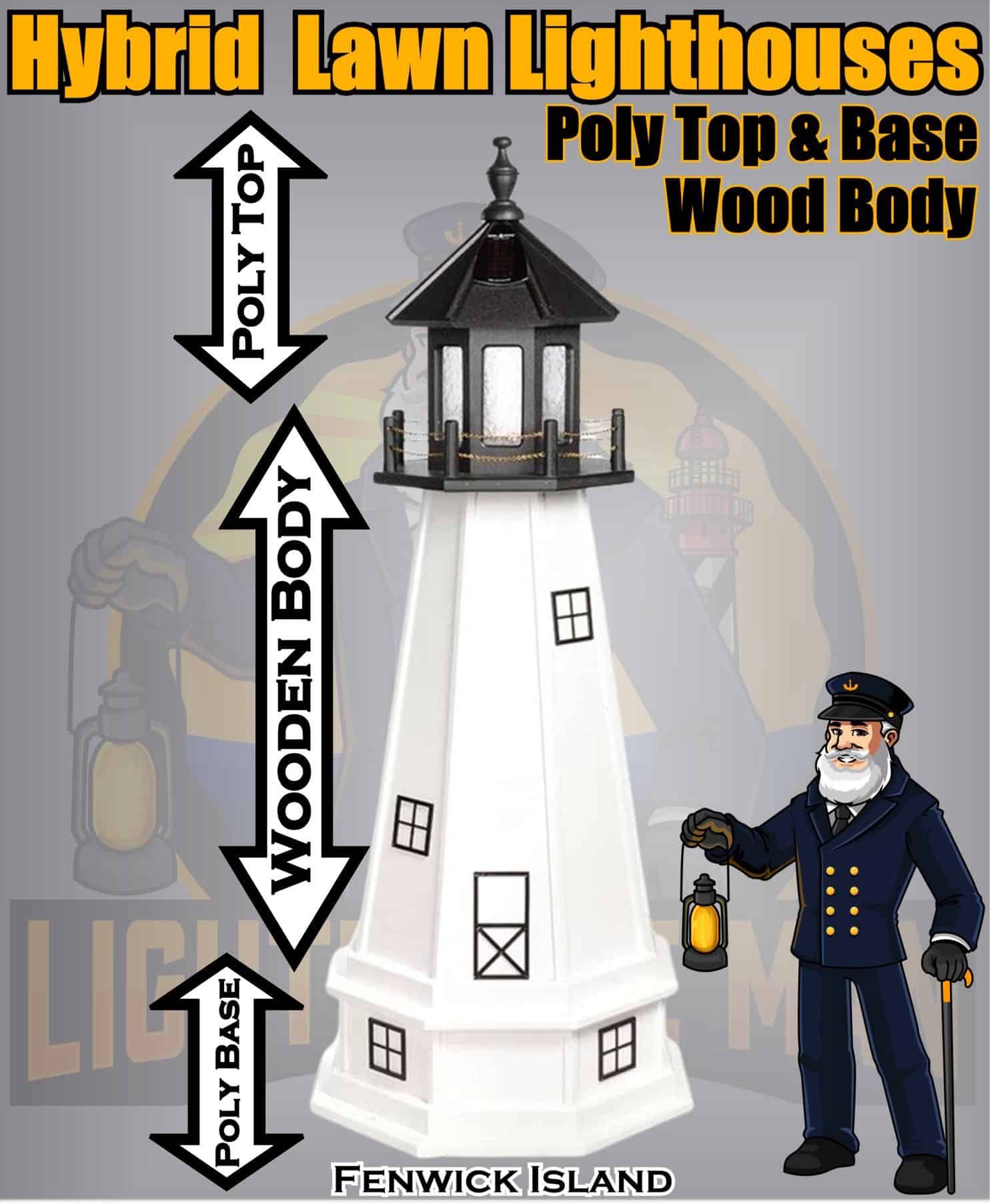 Fenwick Island 4' Hybrid Outdoor Lighthouse