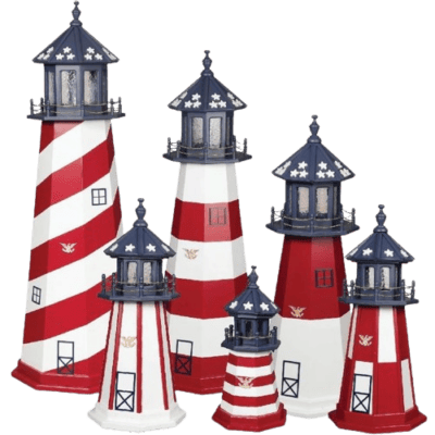 Patriotic Yard Lighthouses Utility Box Cover