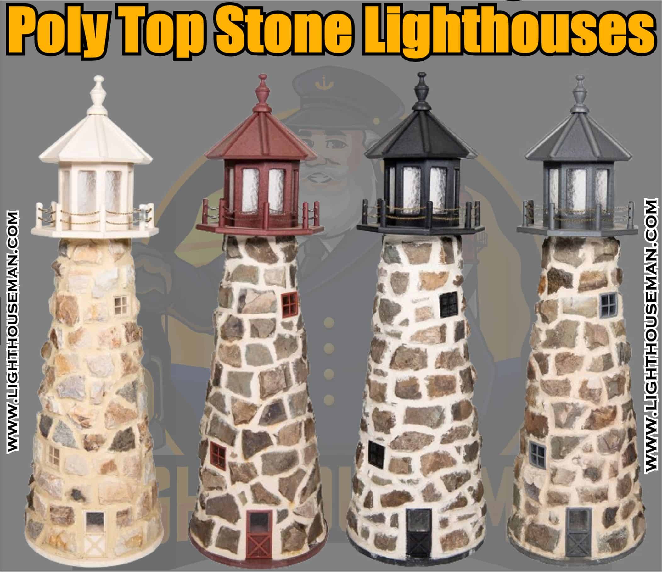 Poly Top Stone Garden Lighthouse