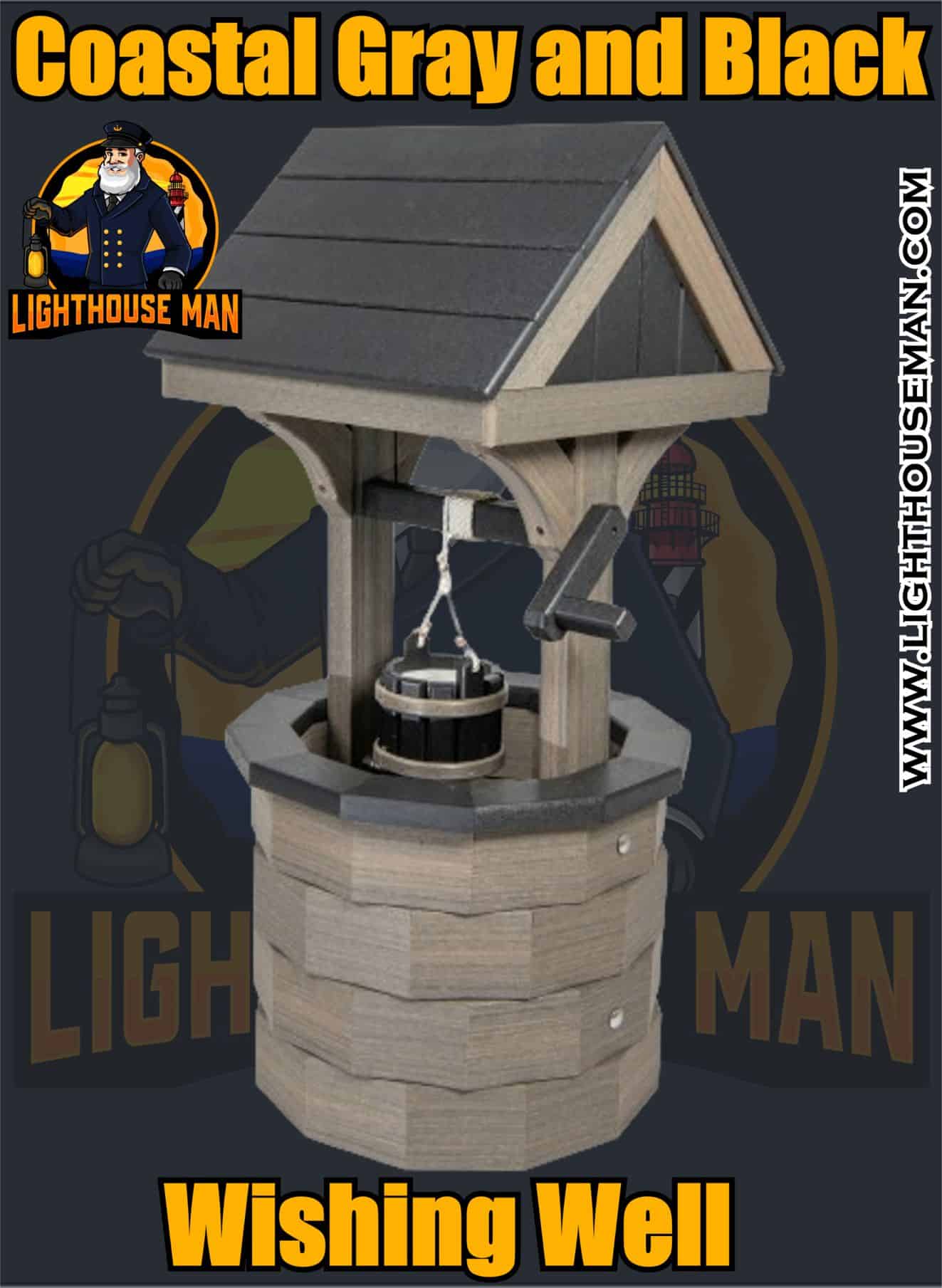 Coastal Gray and Black Wishing Well