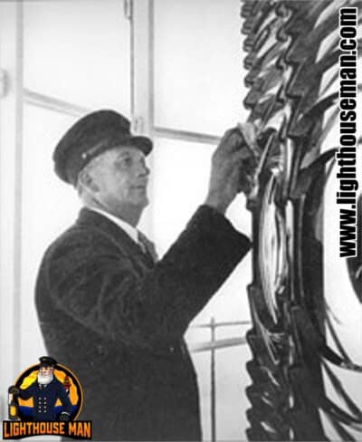 Lighthouse Keeper Cleaning Fresnel Lens