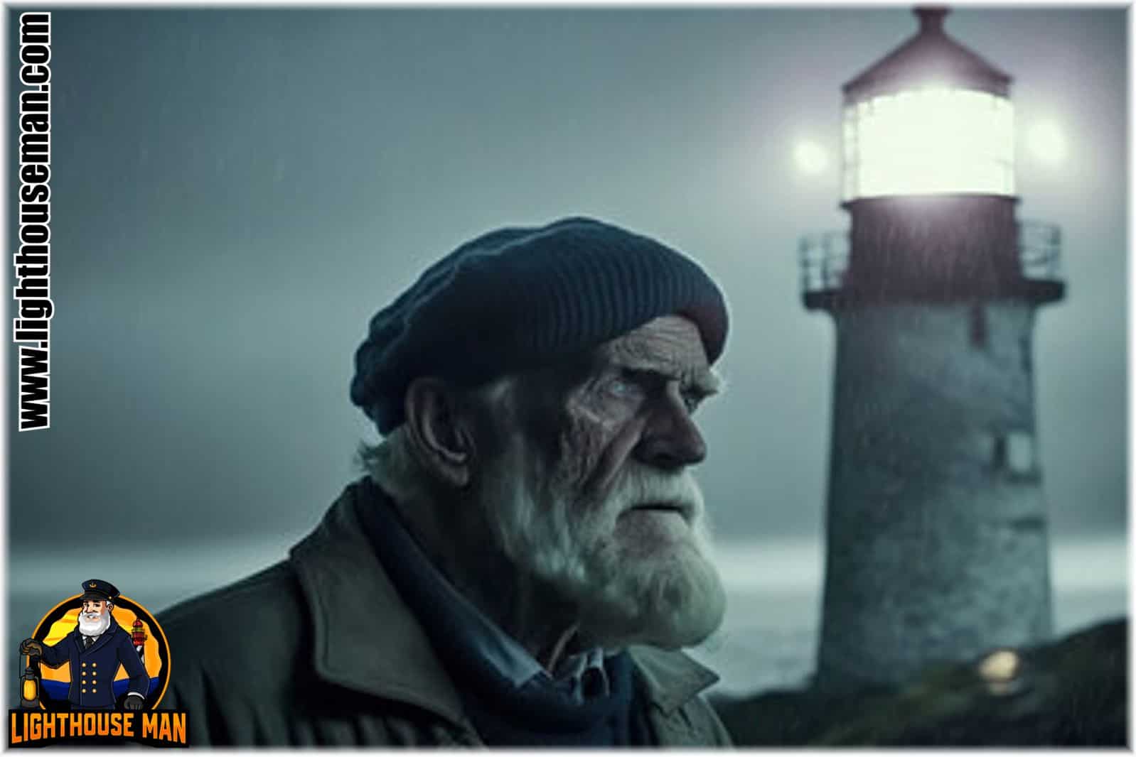 Old Timer Lightkeeper with Lighthouse
