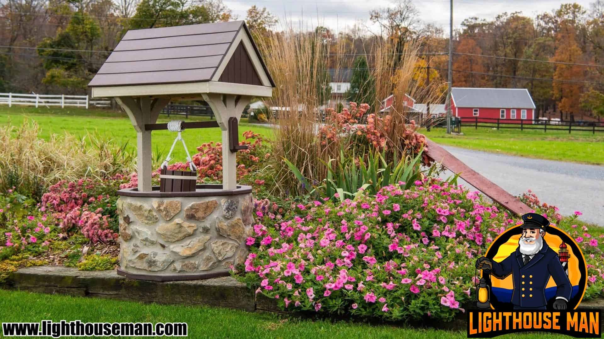 Stone Wishing Well Lawn Ornament