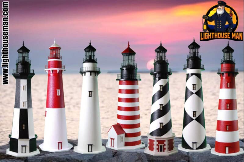Deluxe Stucco Yard and Garden Lighthouses Slide 1 at Sunset