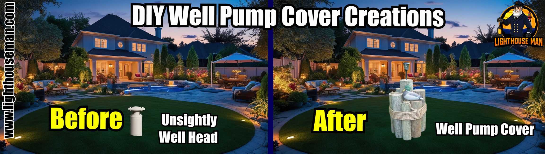 Before and After DIY Well Pump Cover Creations DIY Creative Ideas to Hide Utility Eyesores