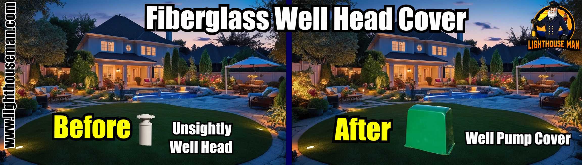 Before and After Fiberglass Well Head Cover Fiberglass Decor to Hide Unsightly Utilities