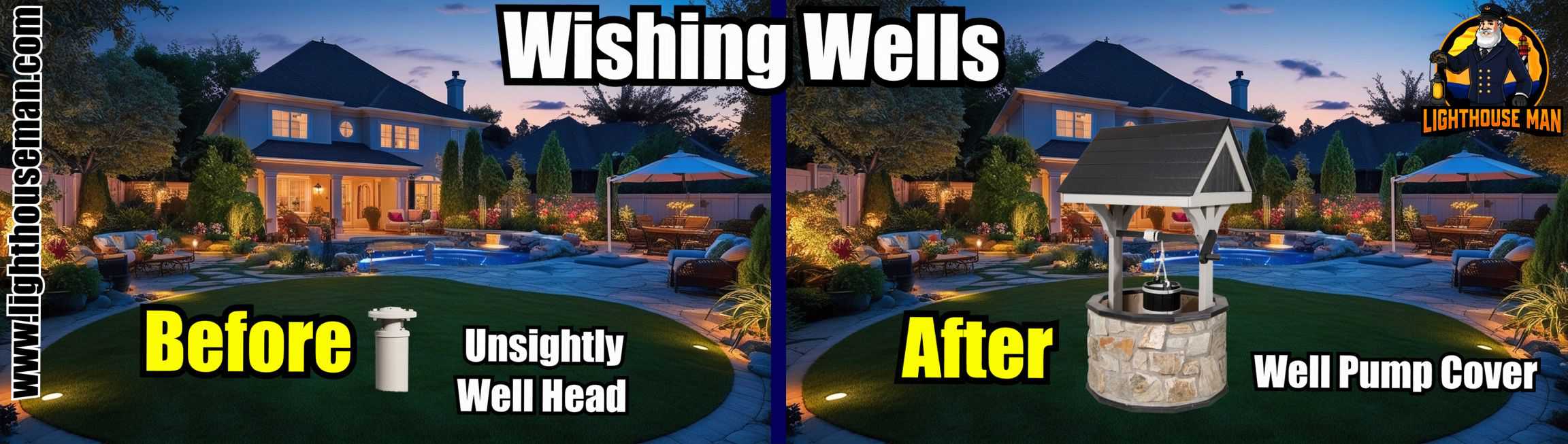 Yard and Garden Wishing Well Pump Covers