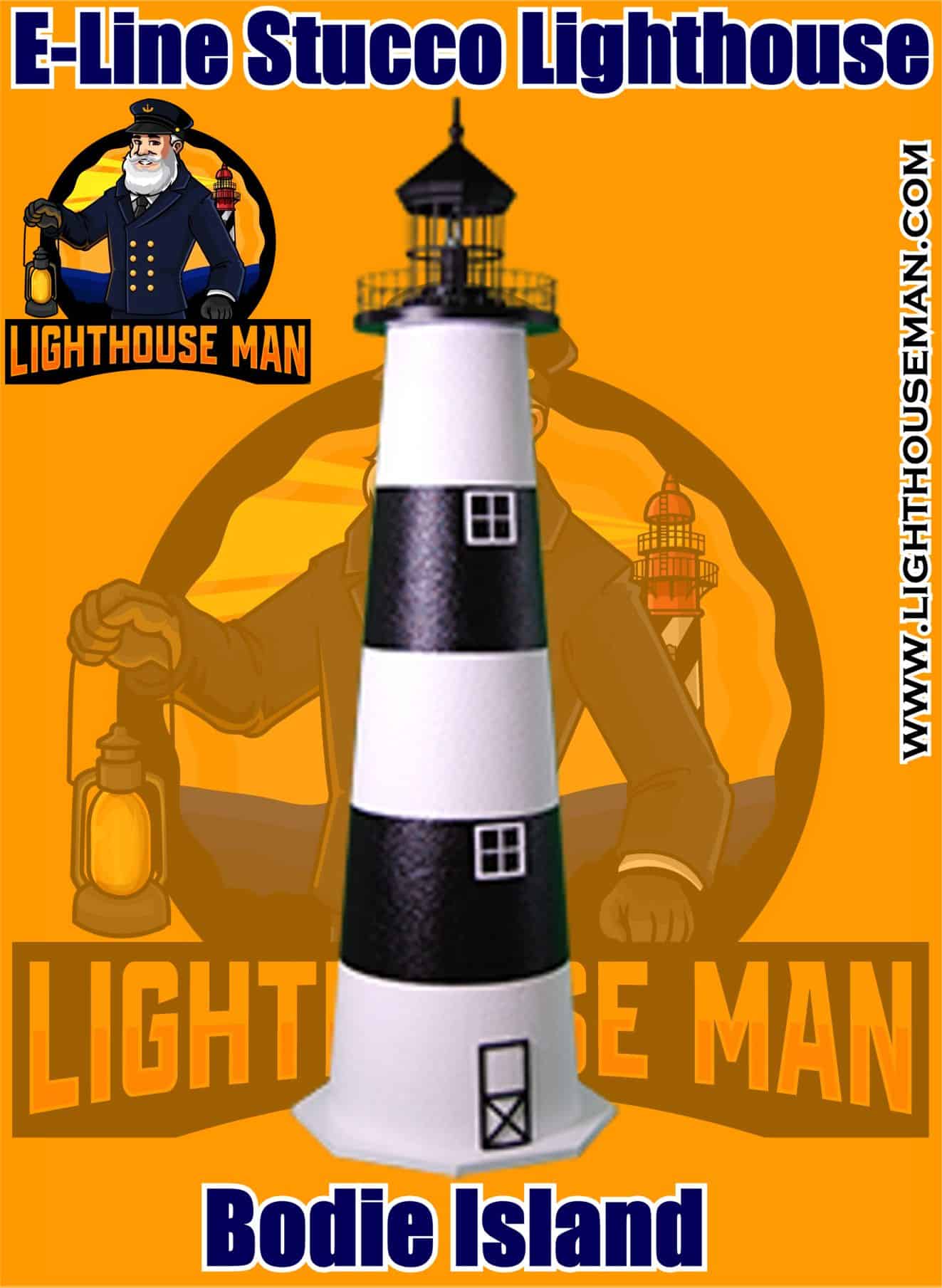 Bodie Island 4' E-line Stucco Lawn Lighthouse