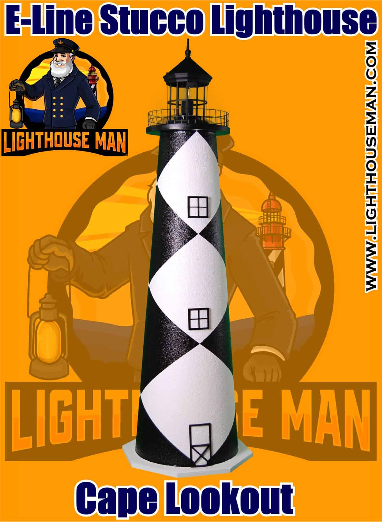 Cape Lookout 4' E-line Stucco Outdoor Lighthouse
