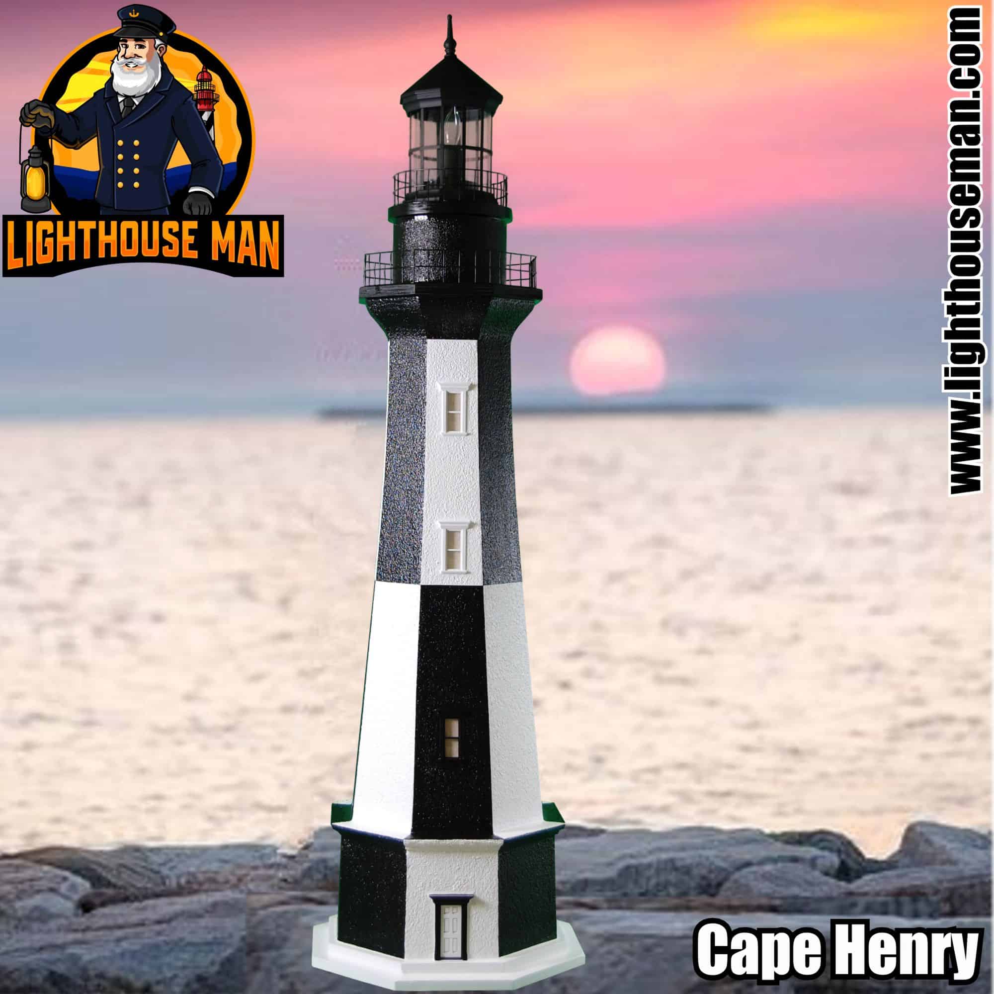 Deluxe Stucco Cape Henry 4 Foot Outdoor Lighthouse