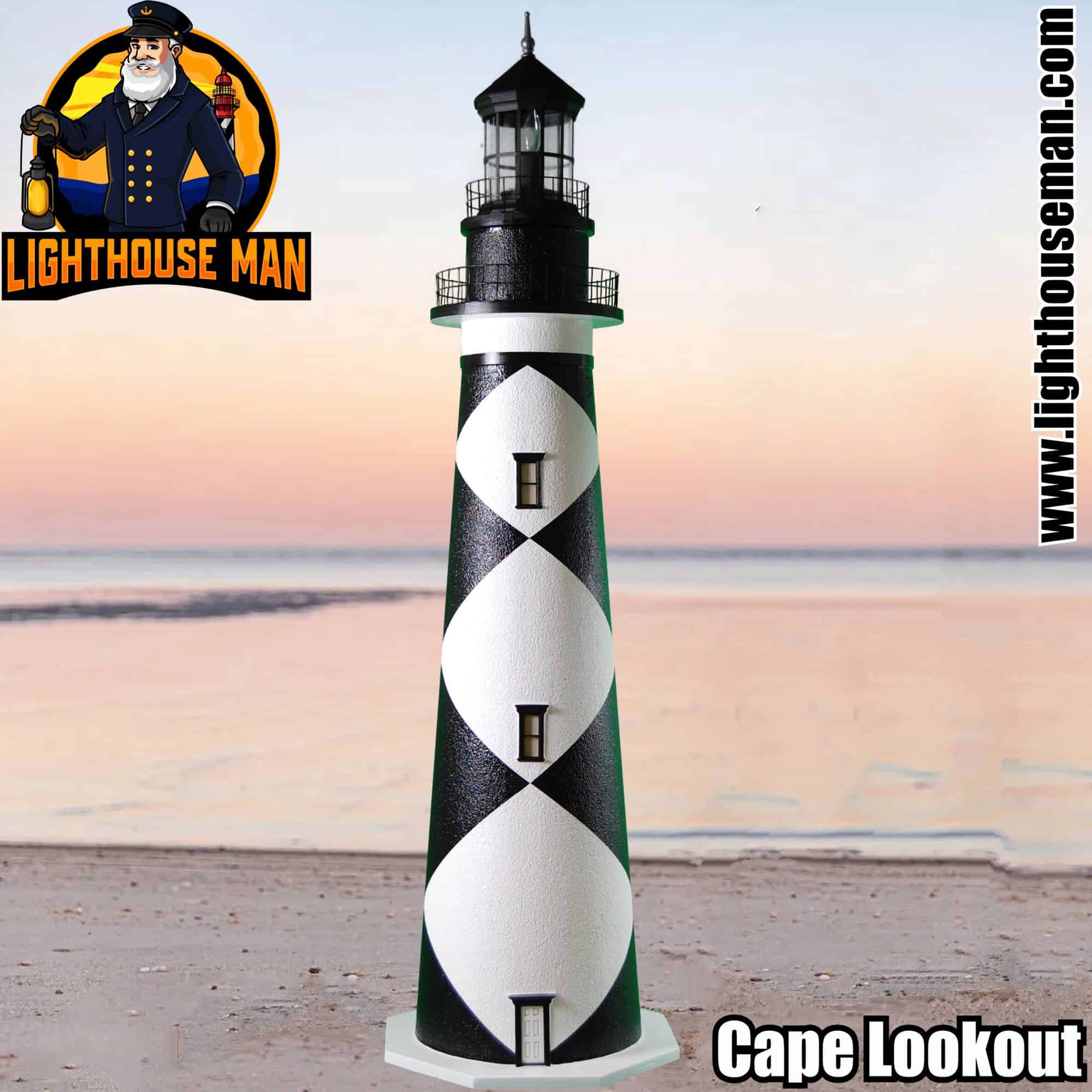 Deluxe Stucco Cape Lookout 4 Foot Outdoor Lighthouse