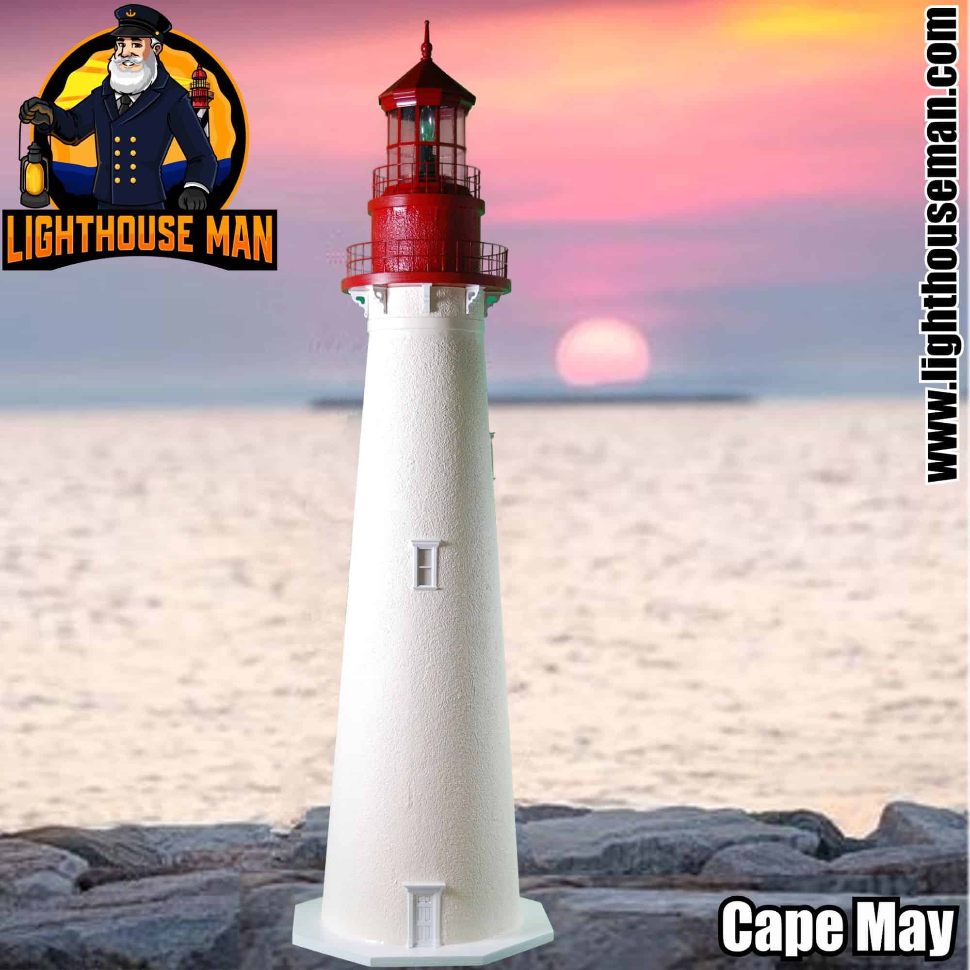 Deluxe Stucco Cape May 4 Foot Outdoor Lighthouse
