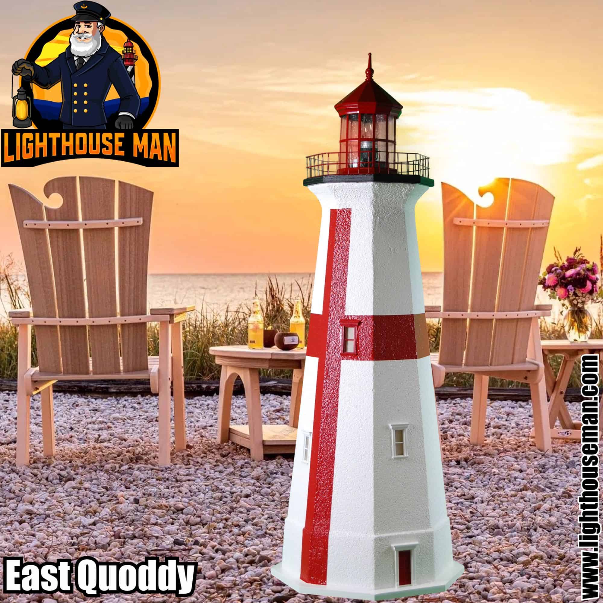 Deluxe Stucco East Quoddy Lighthouse at Sunset Deluxe Stucco East Quoddy 4 Foot Garden Lighthouse