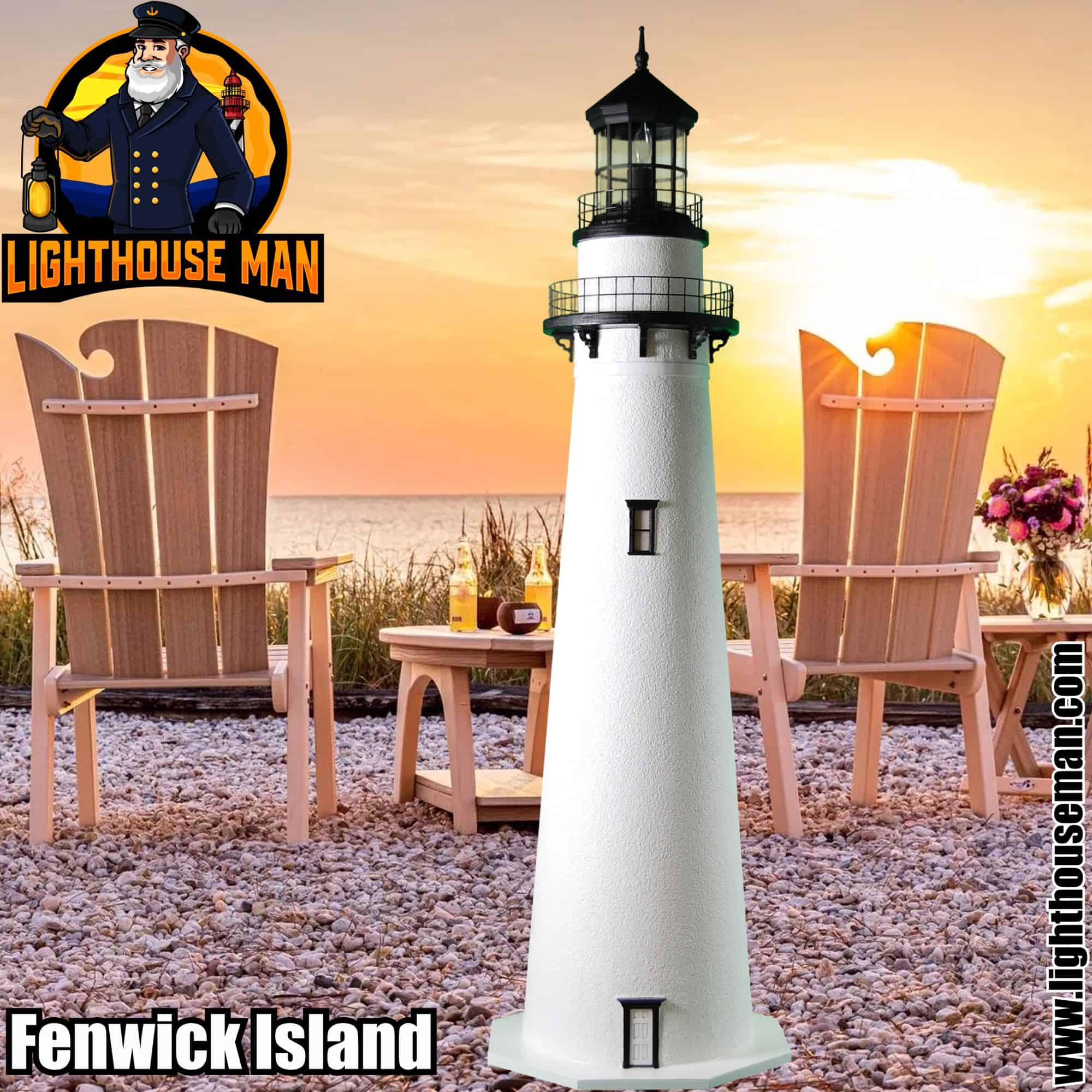 Deluxe Stucco Fenwick Island 4 Foot Garden Lighthouse
