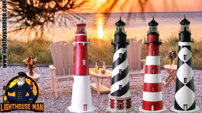 Deluxe Stucco Lighthouses at Sunset 