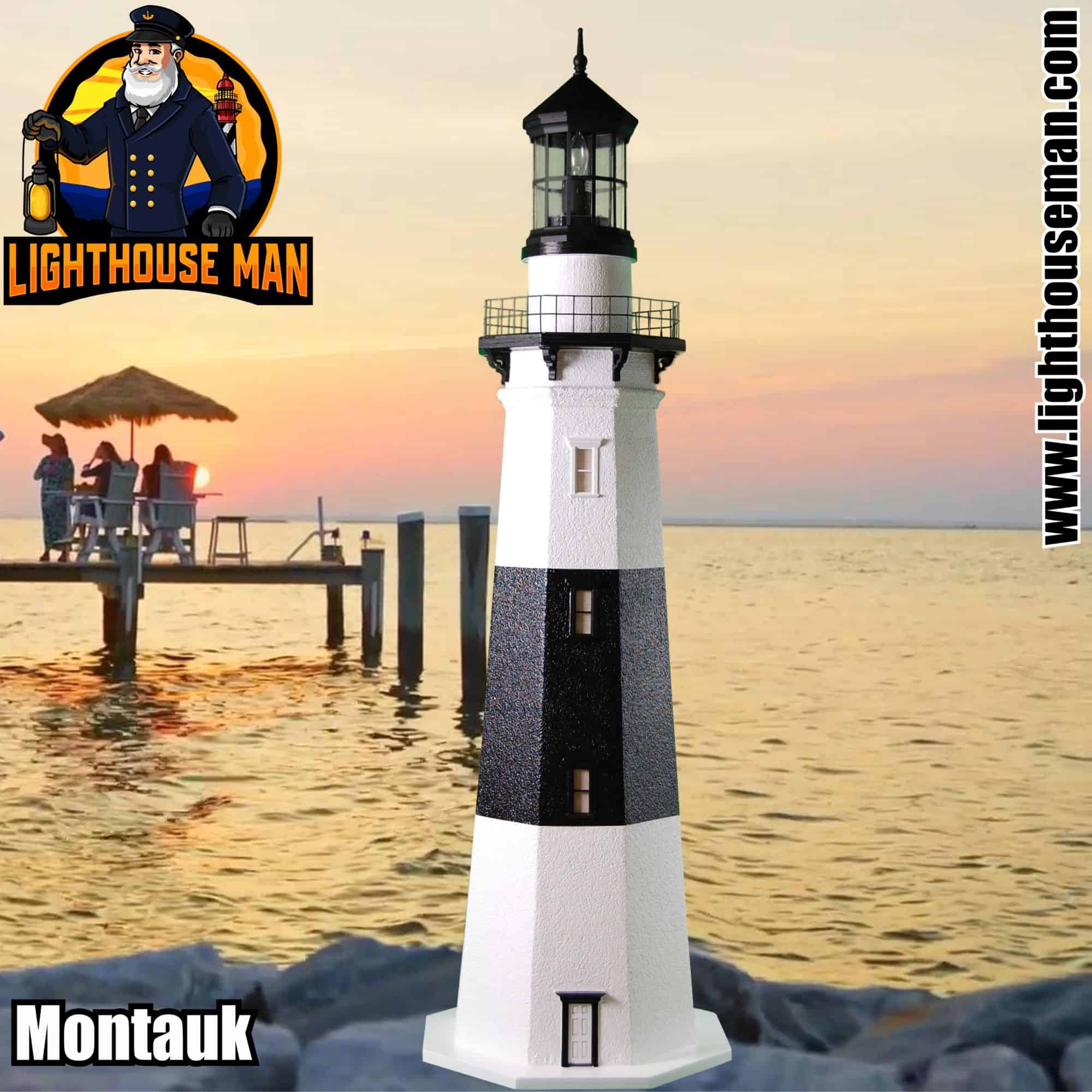 Deluxe Stucco Montauk 4 Foot Lawn Lighthouse